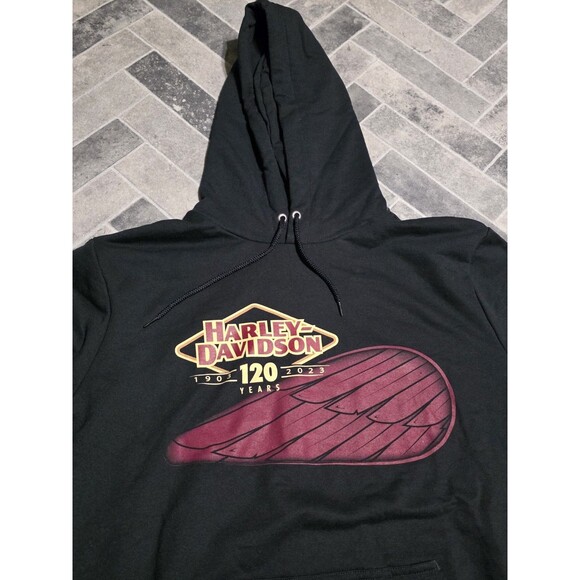 New Harley-Davidson Men's 120th Anniversary Hooded Pullover Sweatshirt Size LARG - Picture 2 of 4